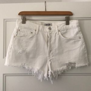 AGOLDE Parker white denim cut-off shorts